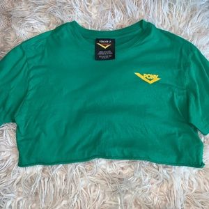 FOREVER 21 x PONY cut off green cropped top.